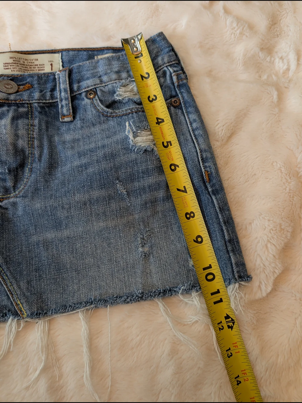 Hollister Light Blue Distressed Denim Mini Skirt Size 1 Y2K